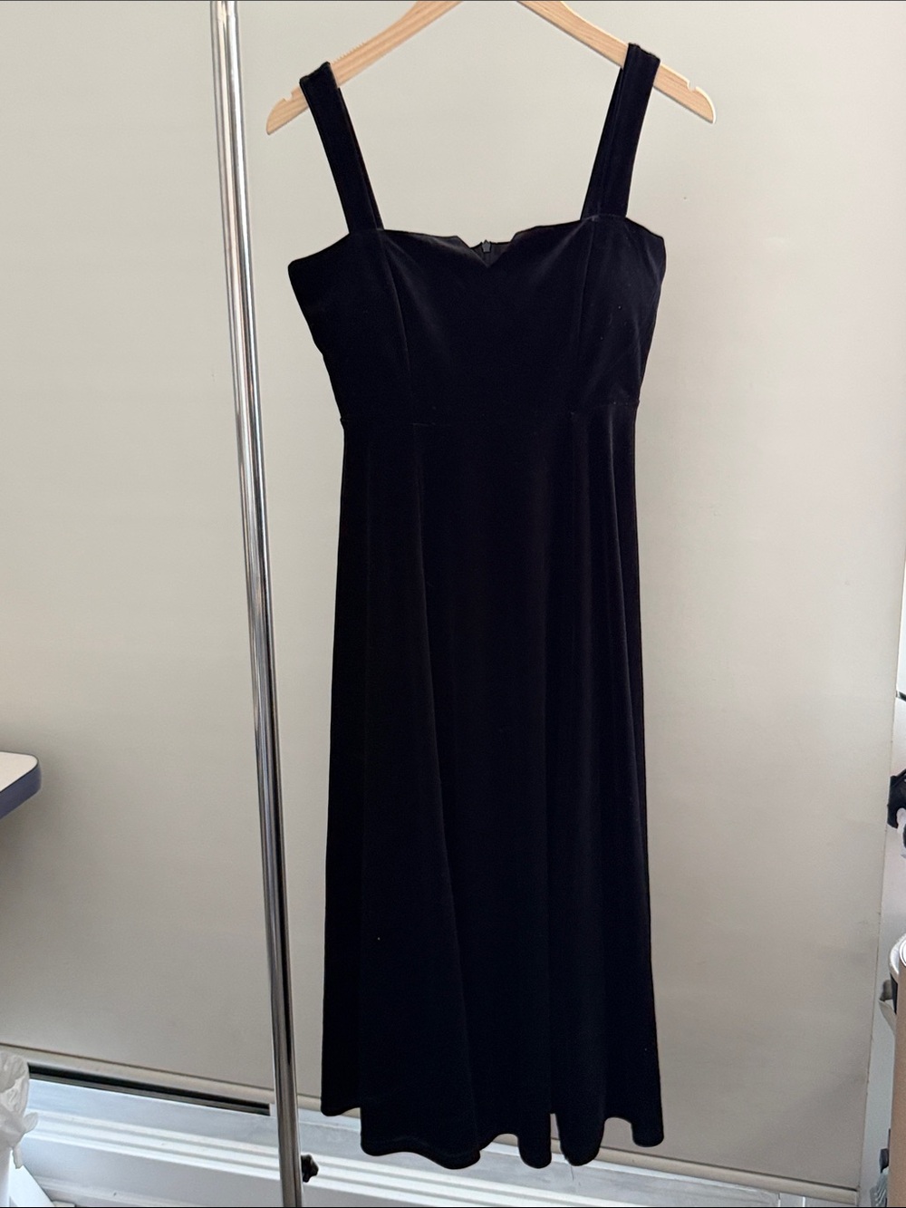 Classic Black Velvet Midi Dress - Timeless Women's Evening Dress